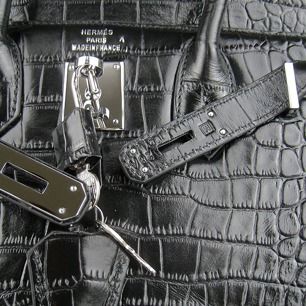 Replica Hermes Birkin 30cm Crocodile Veins Bag Black 6088 On Sale - Click Image to Close